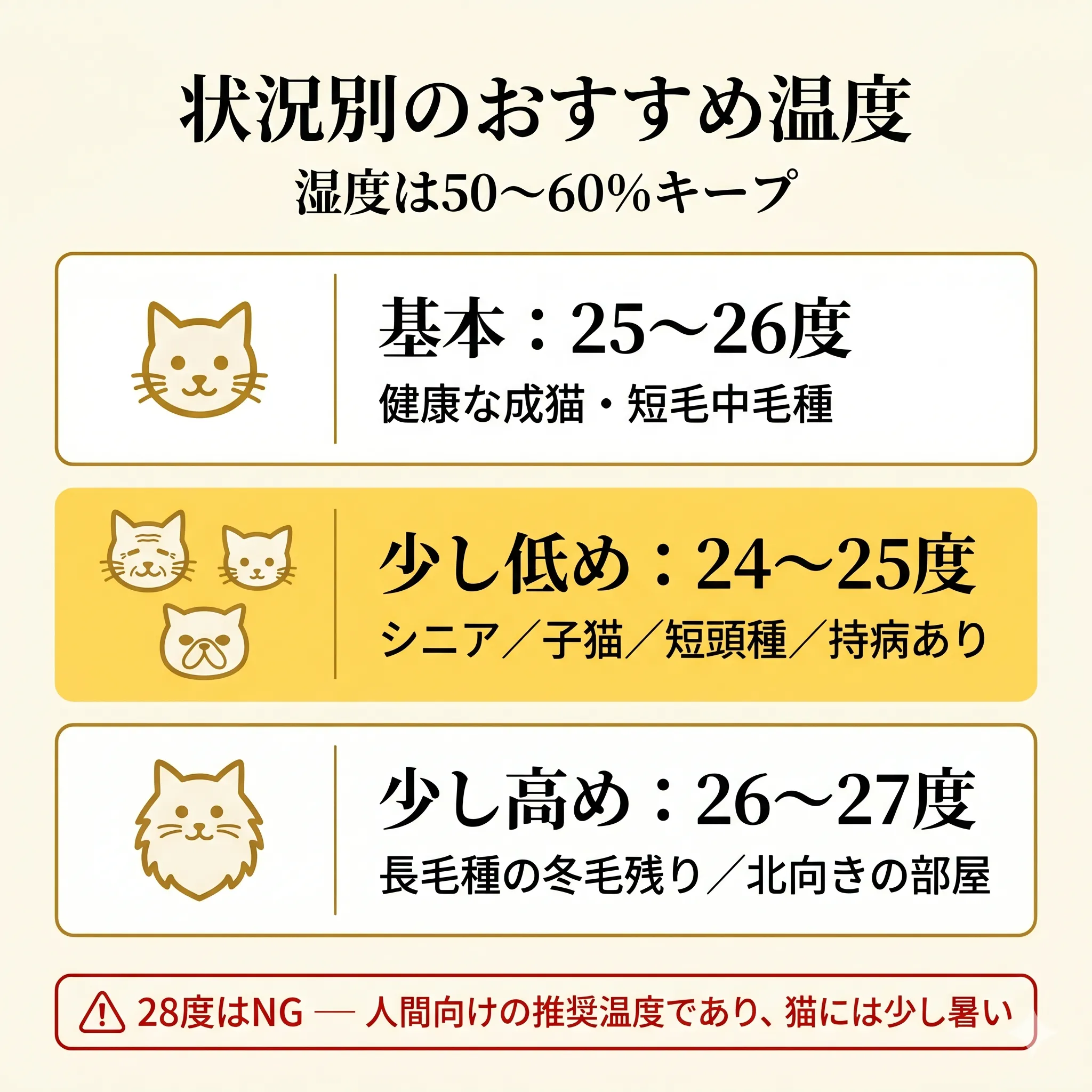 状況別のおすすめ温度設定インフォグラフィック