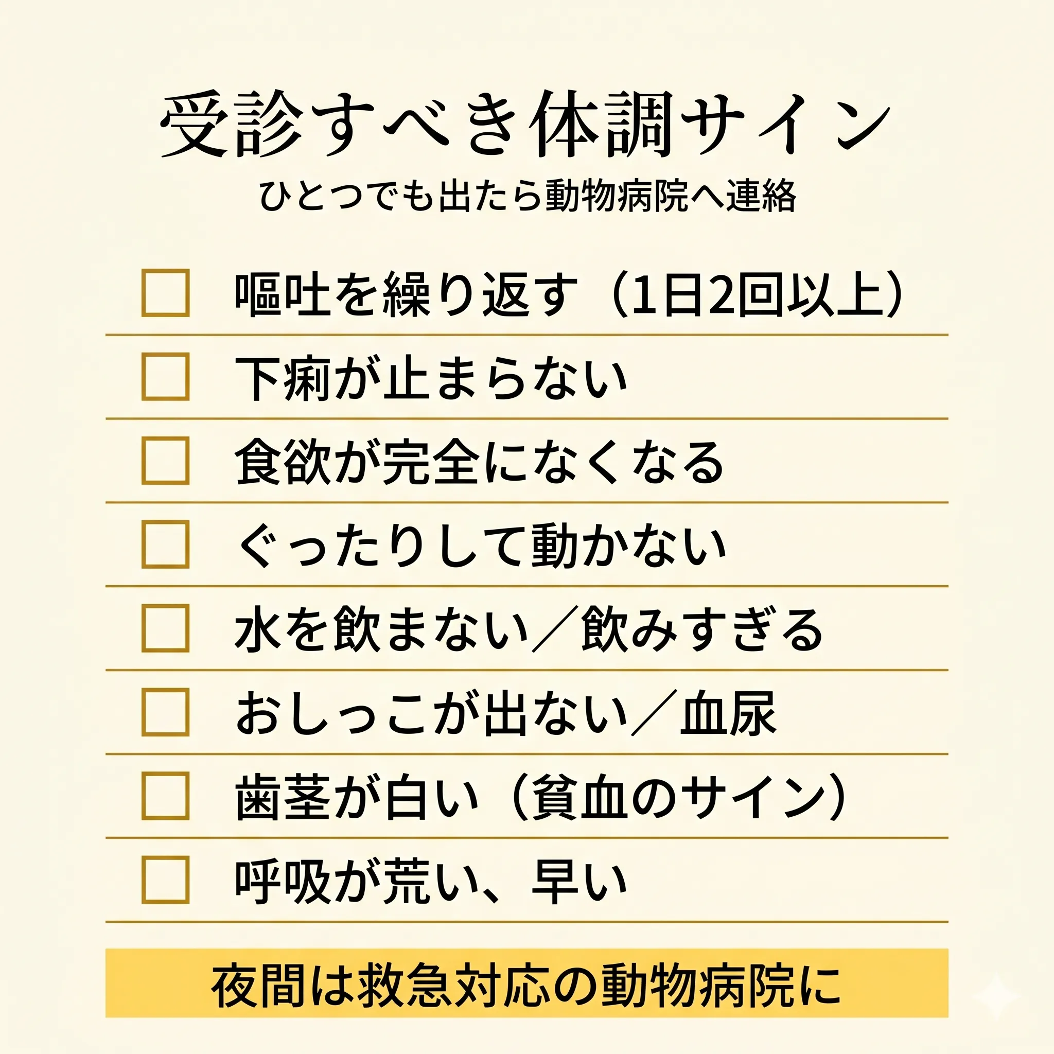 受診すべき体調サインのチェックリスト