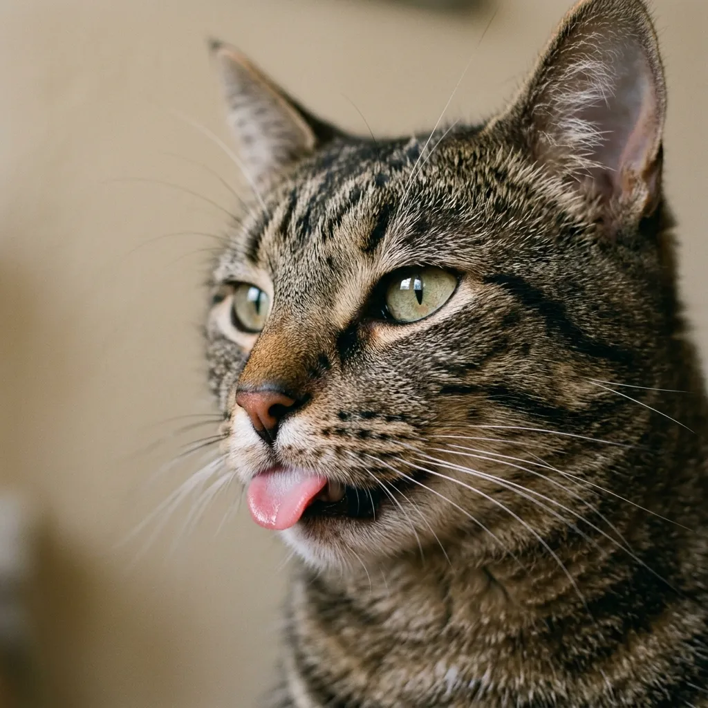 食卓の近くにいる猫の写真（穏やかな構図）