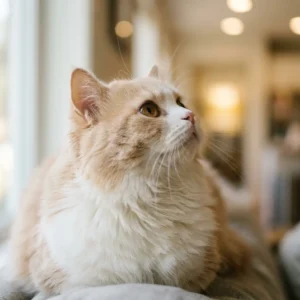 ミヌエット猫の全身写真（短足とふわふわ長毛が見える自然な姿）