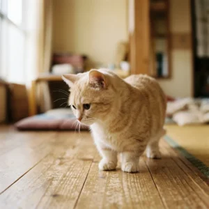 マンチカン猫の全身。 短い足が見える自然な姿。