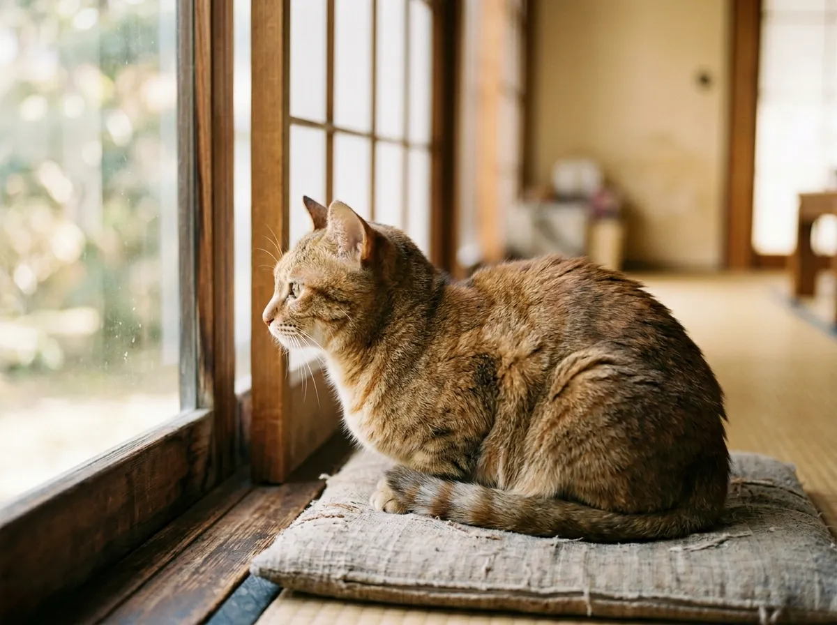 穏やかな表情の猫の写真