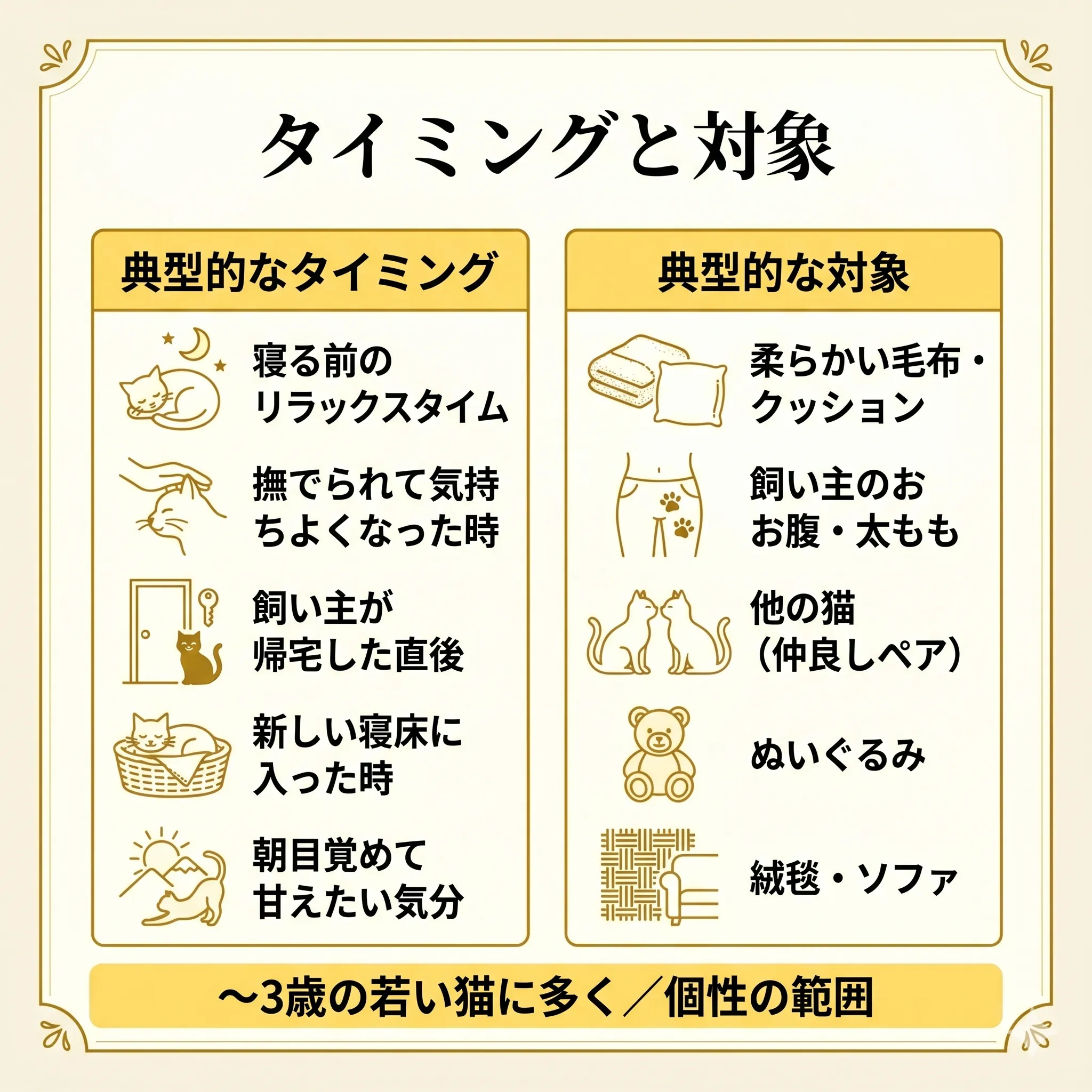 ふみふみの典型的なタイミングと対象まとめインフォグラフィック