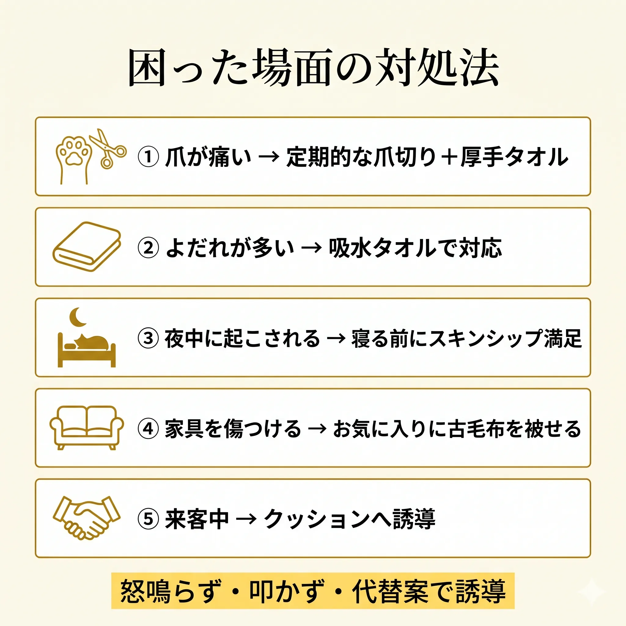 ふみふみの困った場面と対処法5つのインフォグラフィック