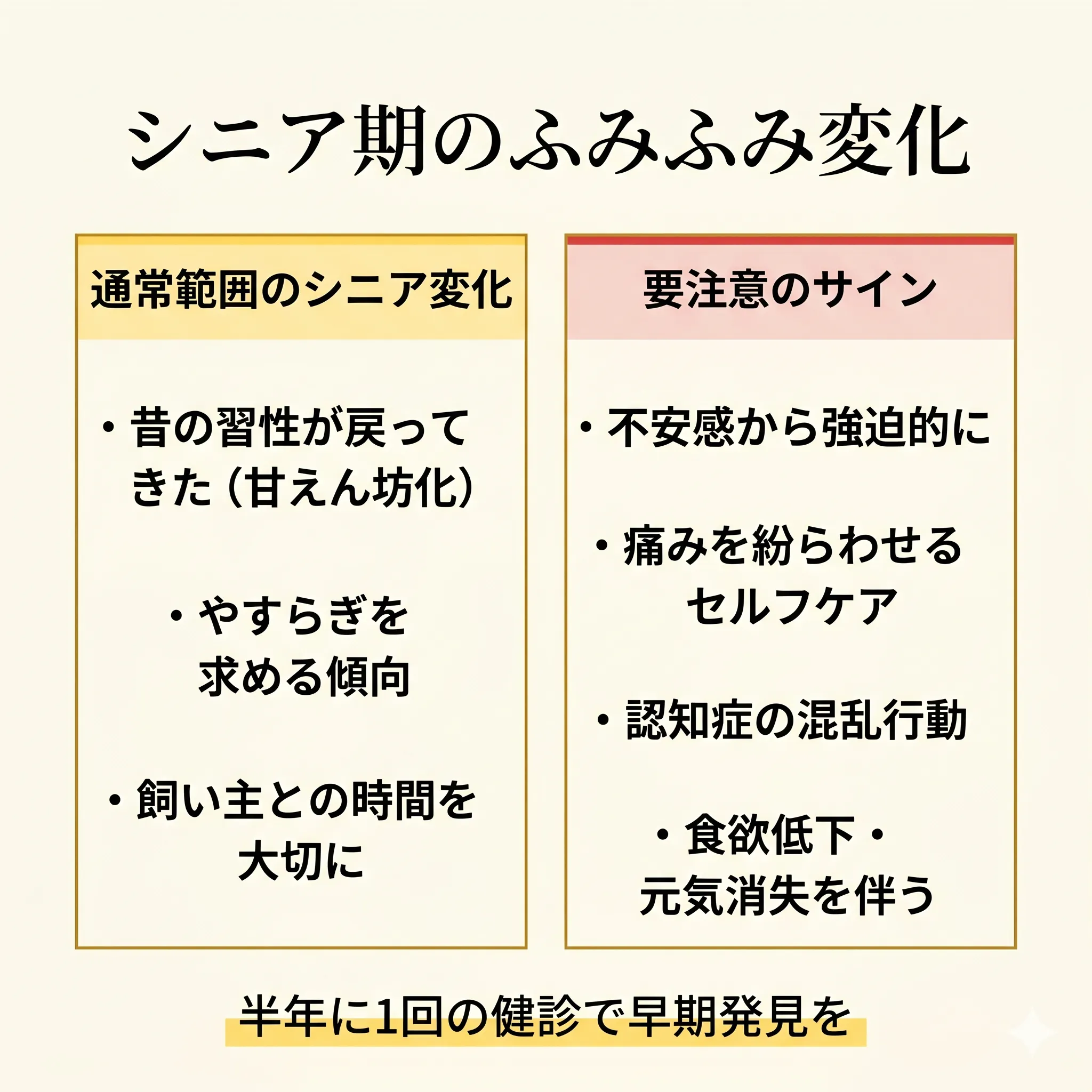 シニア期のふみふみ変化と受診すべきサイン