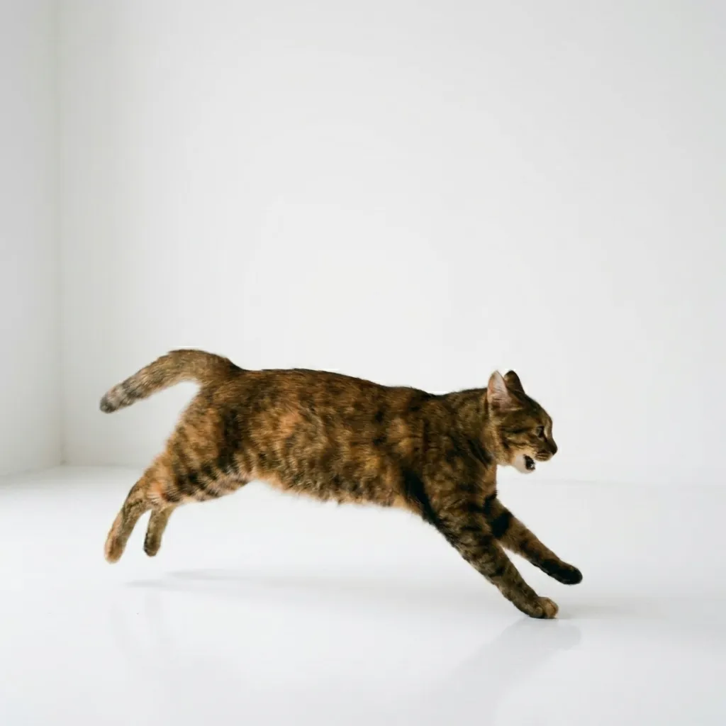 走り抜ける瞬間の猫の写真（モーションブラー）
