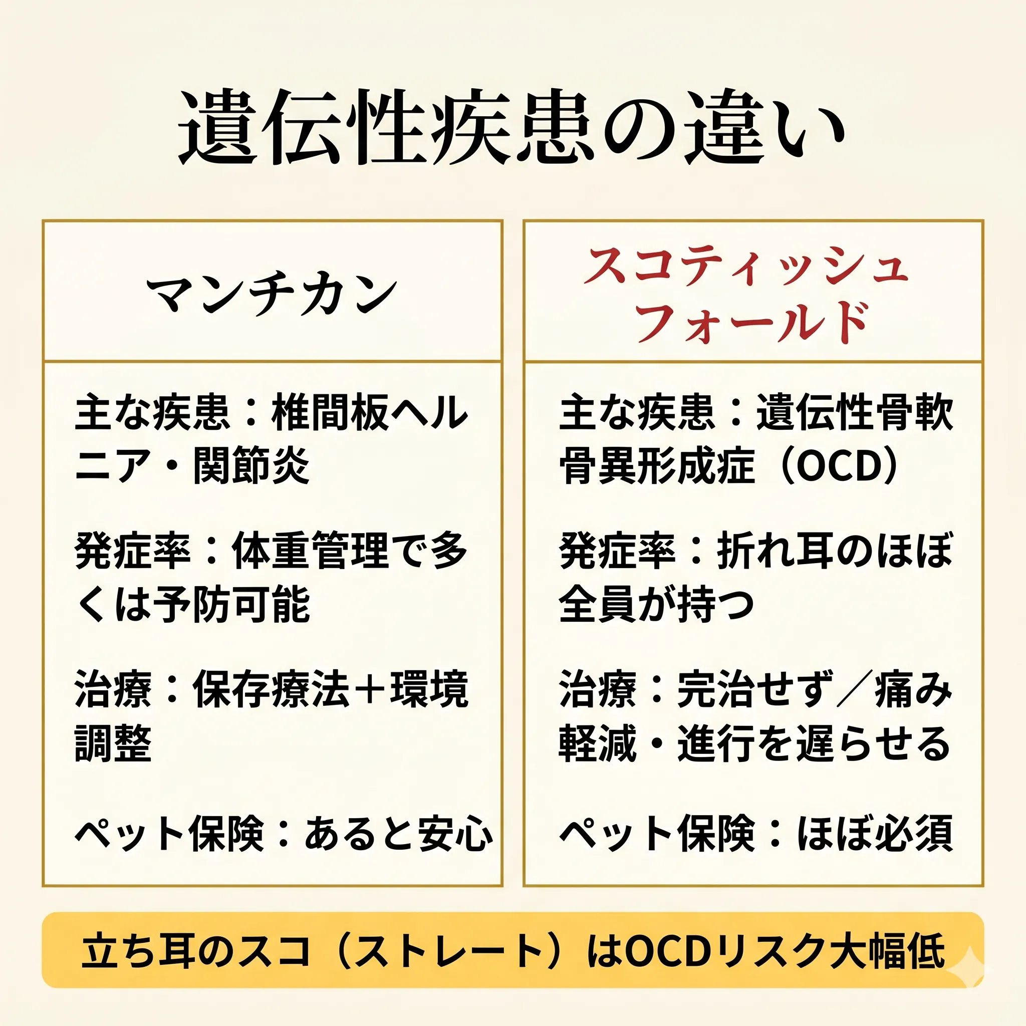 2猫種の遺伝性疾患比較インフォグラフィック