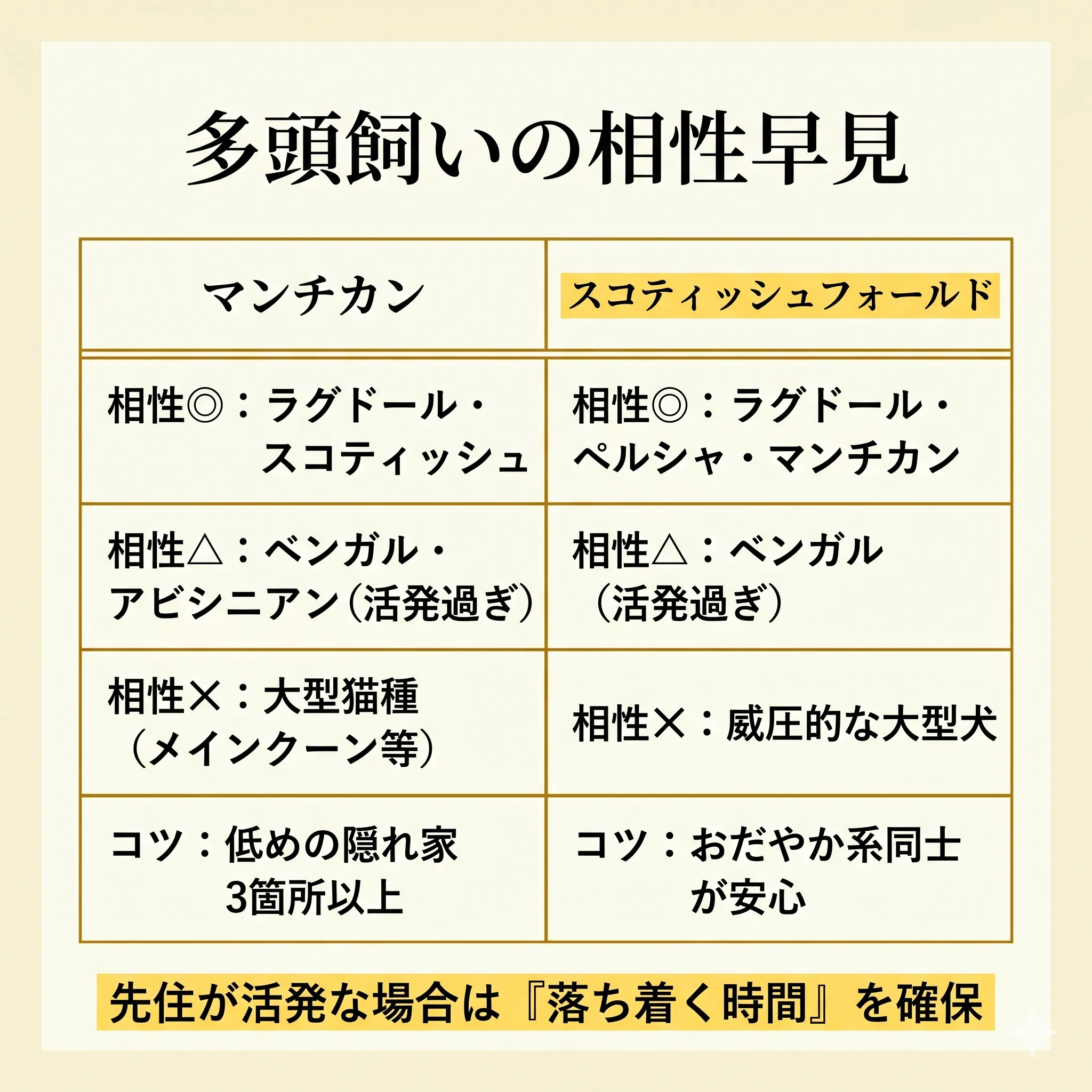 多頭飼い適性と相性の良い猫種マトリクス