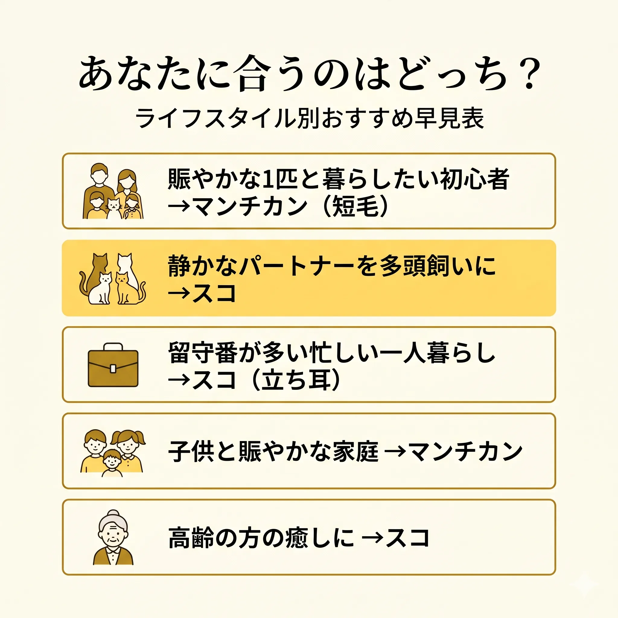 タイプ別診断(4タイプ):あなたに合うのはマンチカン?スコ?