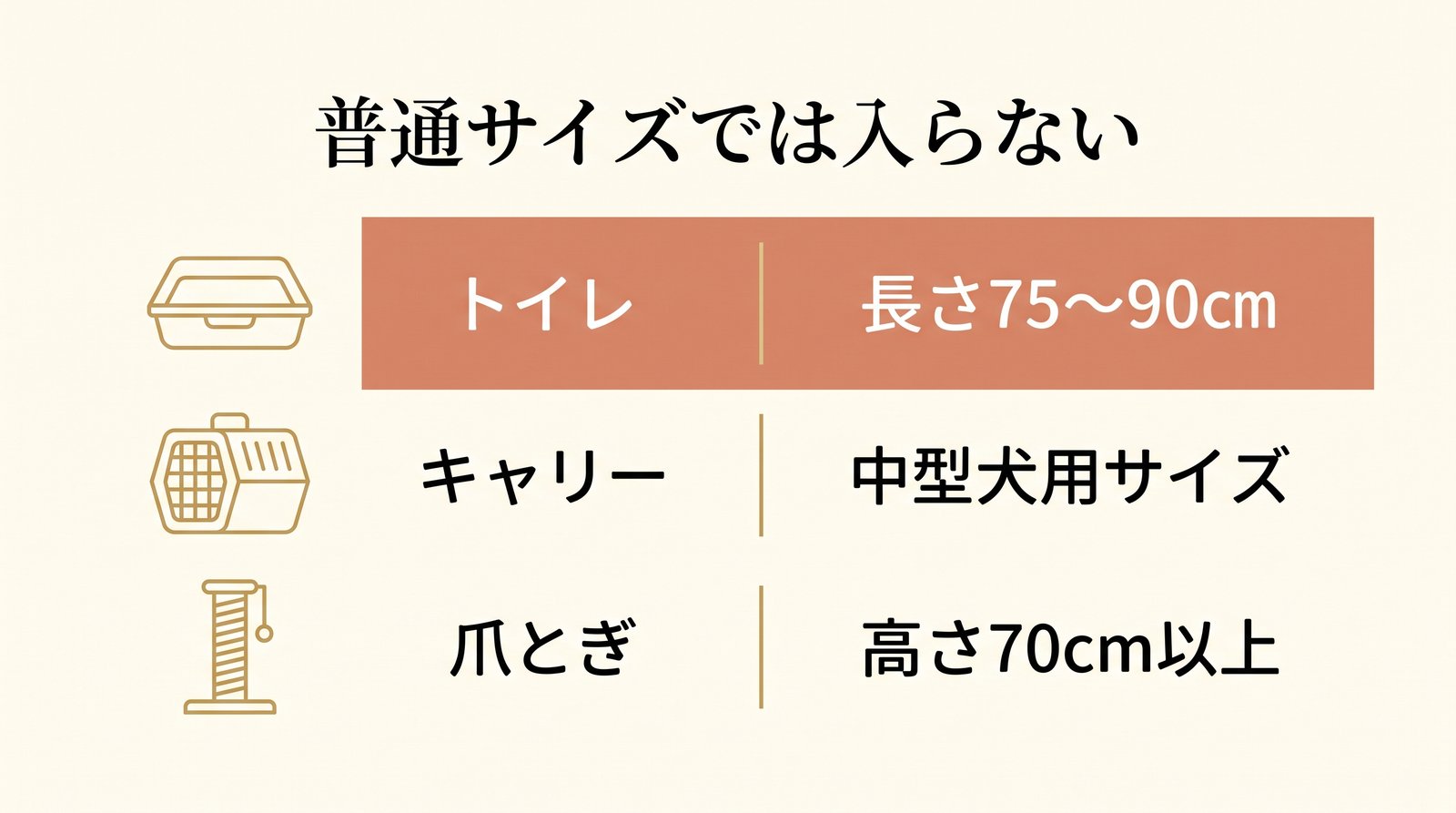 メインクーン用の猫用品サイズ早見表