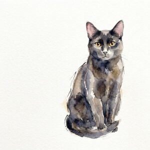 黒猫の水彩イラスト